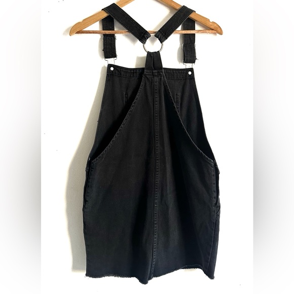 Mango Black Bib Overall Denim Mini Dress - Picture 4 of 8
